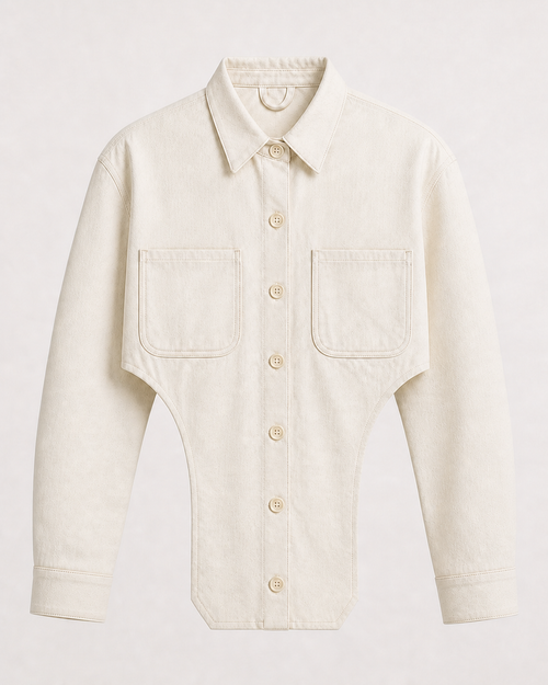 Denim shirt with side cuts